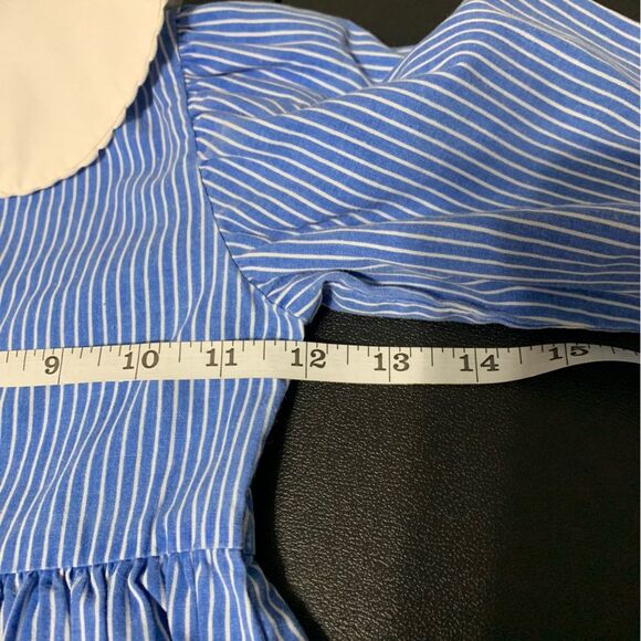 SYLVIA WHYTE Vintage Made in USA Blue & White Long Sleeve Dress Girl Size 4 #524 - Picture 10 of 12